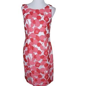 Talbots Floral Lace Sleeveless Sheath Dress Red White Size 4